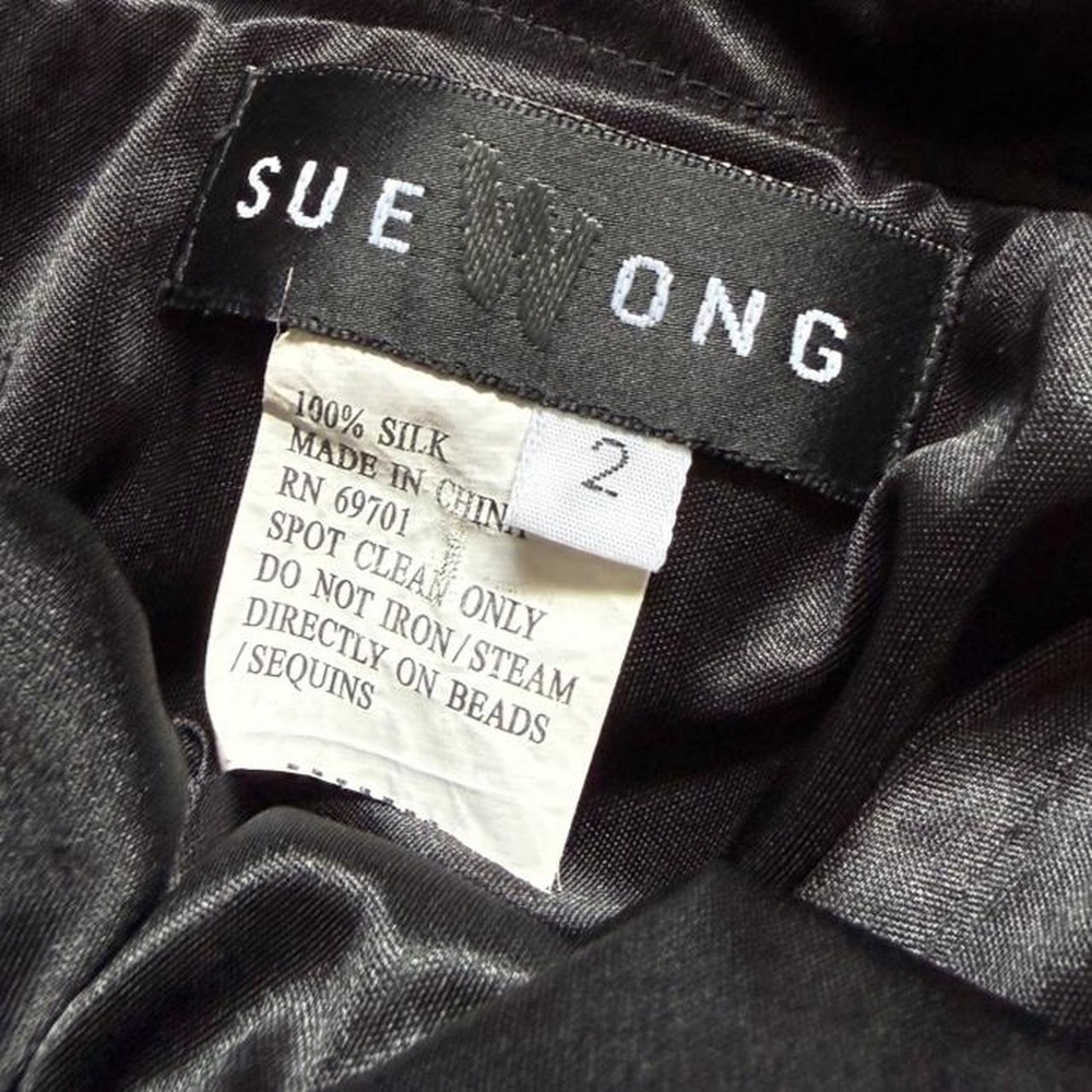 Vintage Y2K Sue Wong 100% Silk Embroidered Fairy Hem Dress Sz 2 - Picture 9 of 13